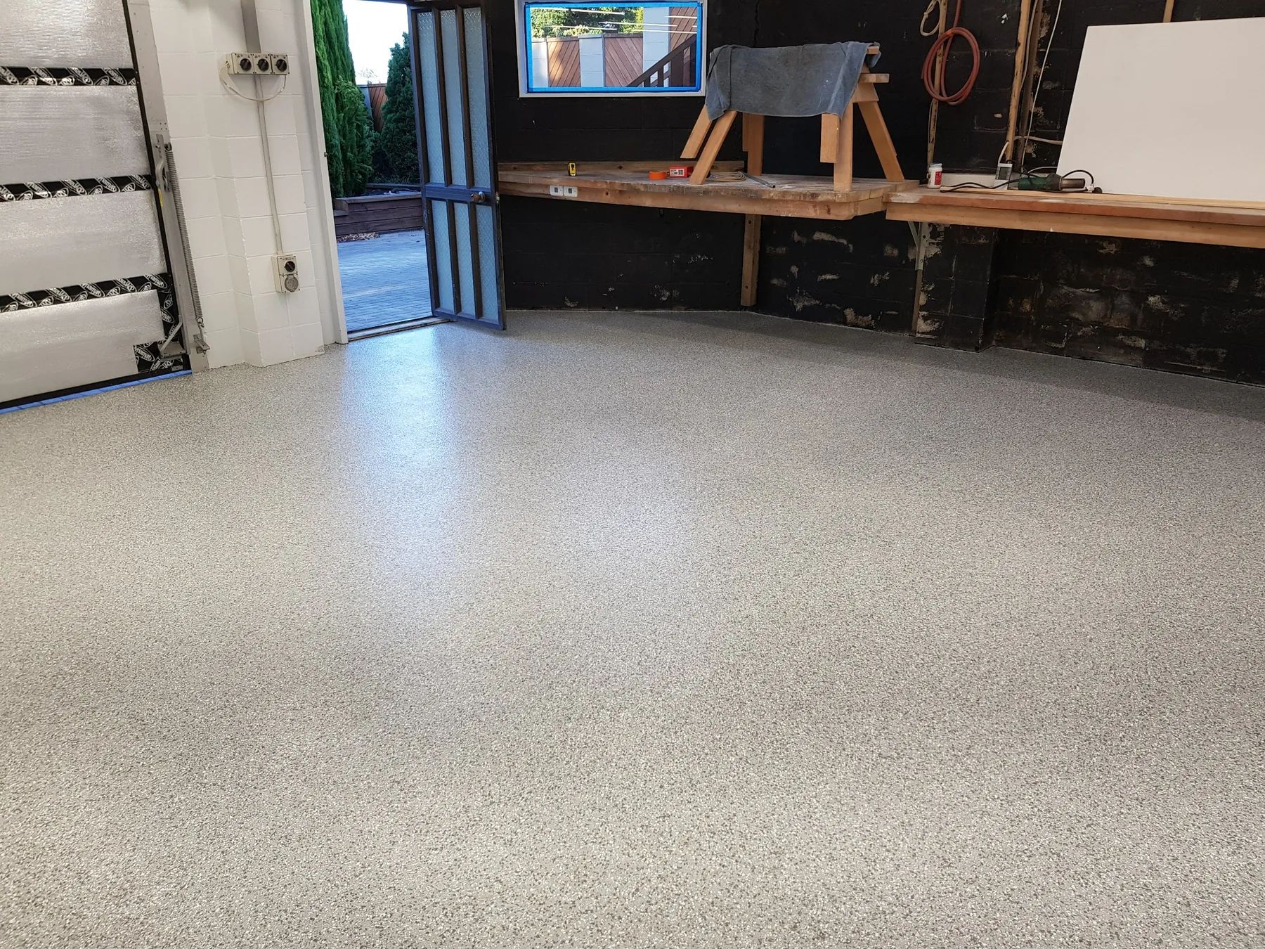 Finished decorative garage floor coating in an Auckland garage